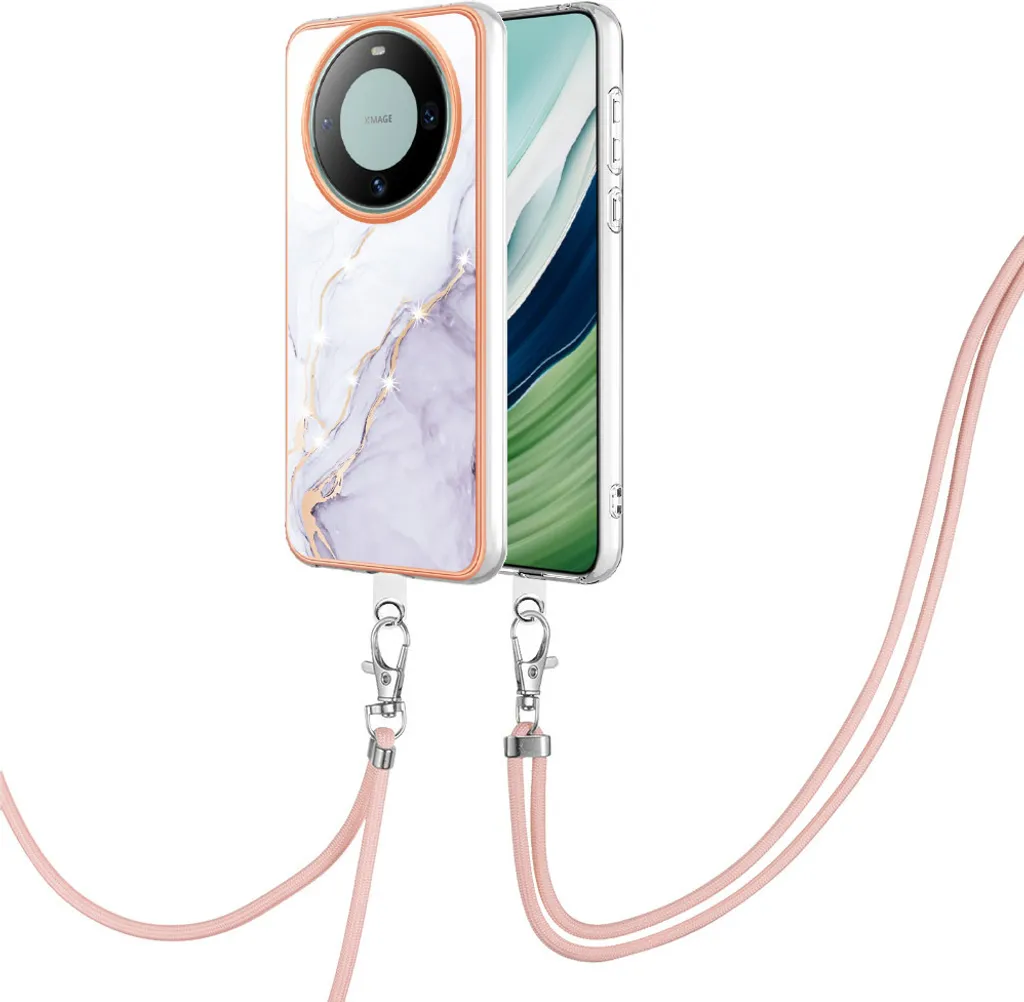 Custodia Huawei Mate 60 Bianca con Cinturino: Protezione TPU Morbida