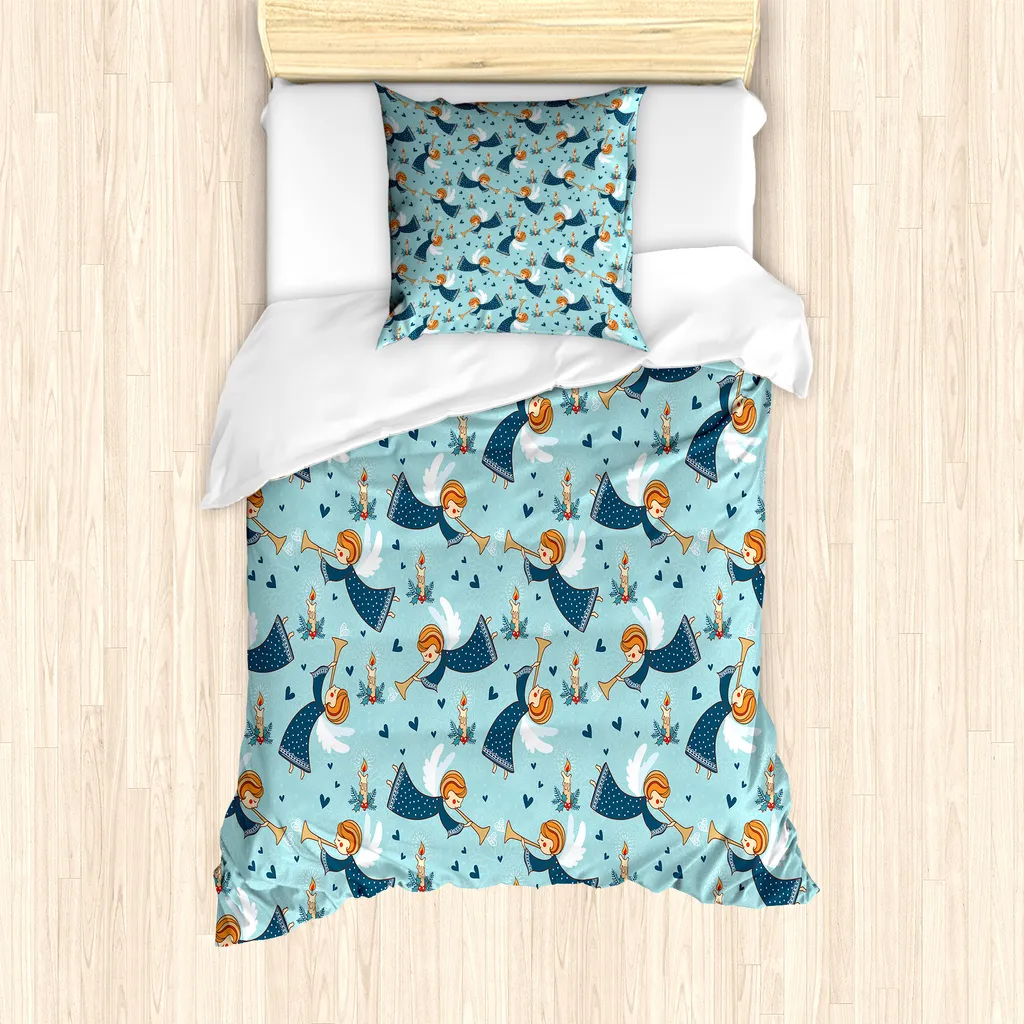 Set Copripiumino ABAKUHAUS Singolo 135x200cm Ragazza Alata Azzurro