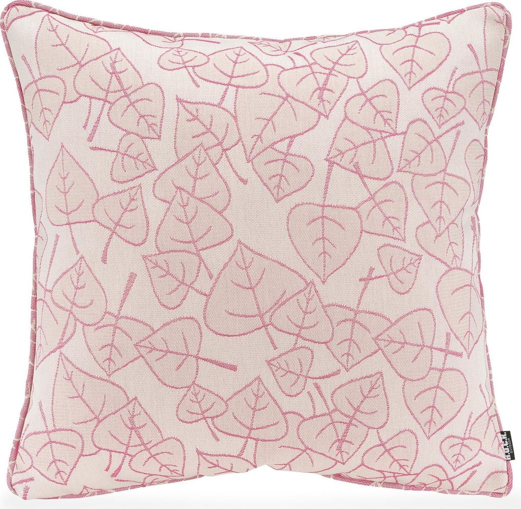 H.O.C.K. Nala Outdoor Kissen Blatt-Motiv mit Keder 50x50cm rosa col. 02-47