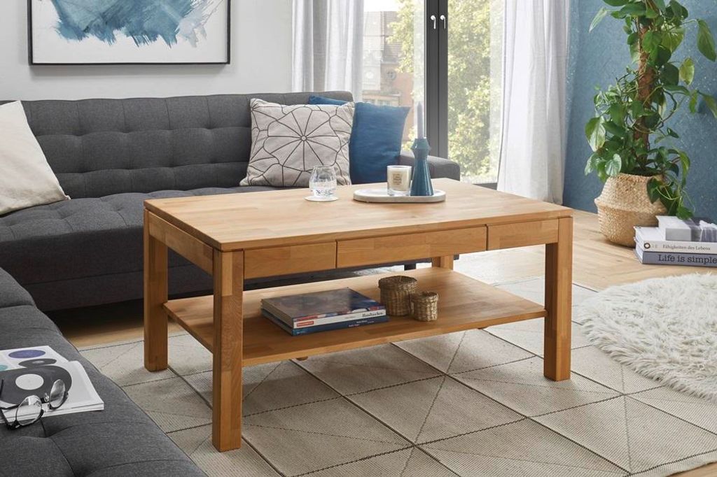 Couchtisch Salem | Kernbuche massiv | mit Schubkasten | 115X70