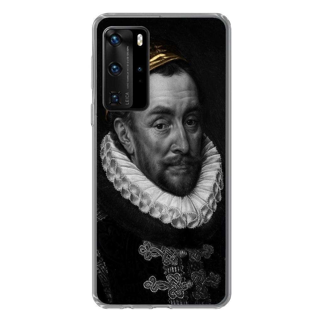 MuchoWow Handyhülle Schutzhülle Hülle für Huawei P40 Pro Malerei - Gold - Schwarz - Weiß Silikon Softcase Handy Hülle - Schutz