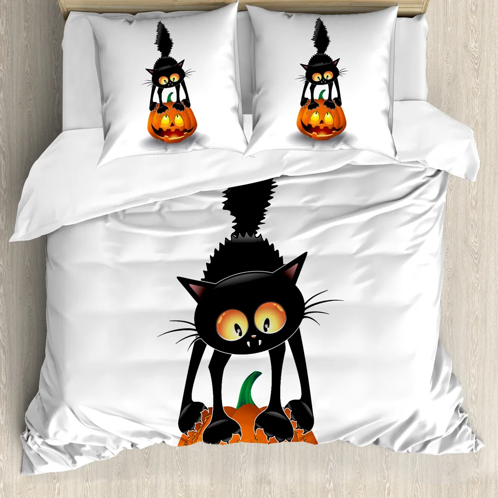 Copripiumino Halloween ABAKUHAUS 155x220 cm Antiacaro Arancione