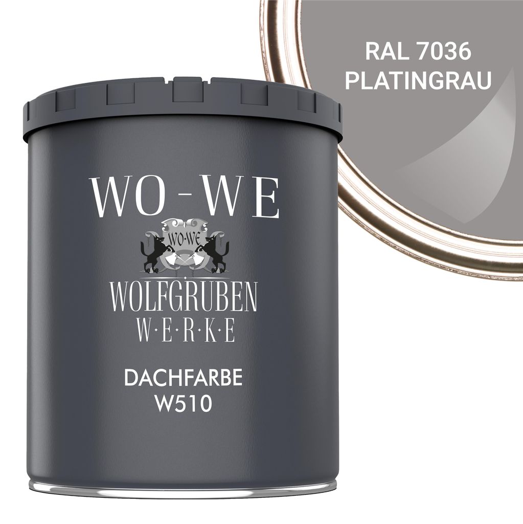 Dachfarbe Sockelfarbe Dachbeschichtung W510 Platingrau RAL 7036 - 750ml