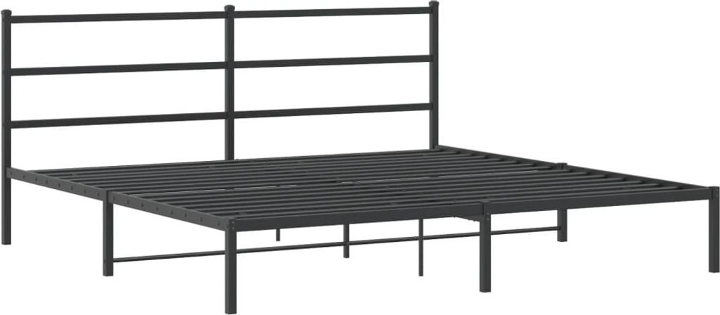 Bettgestell mit Kopfteil Metall Schwarz 180x200 cm