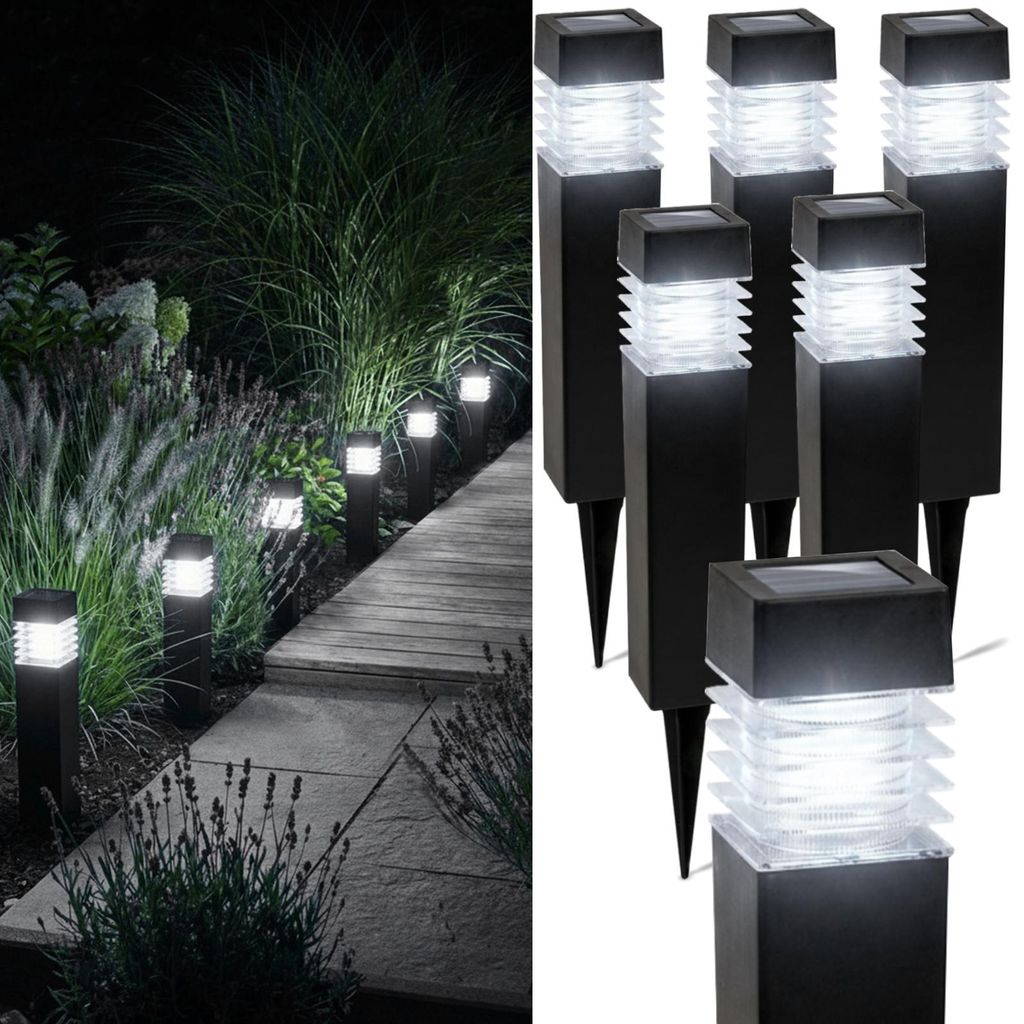 LUMILED Solarleuchten Garten 6er Set Solarlampen mit Erdspieß LED Solarlampe für außen Neutralweiß 4000K Solar Gartenleuchte 40cm Bodenleuchte
