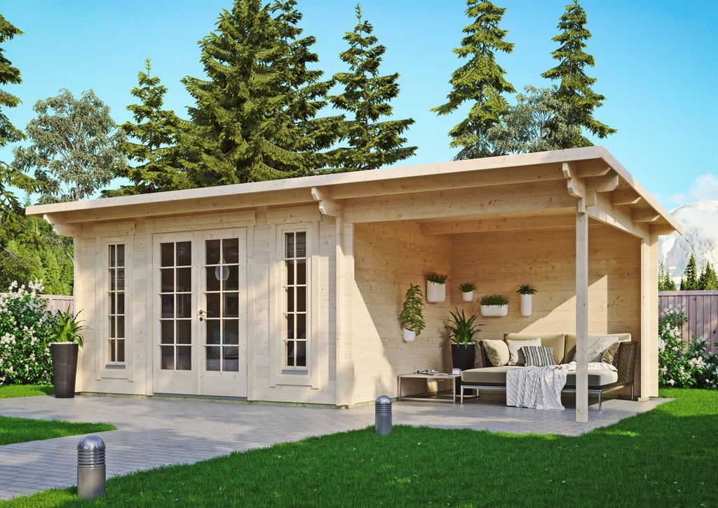 Fjordholz Gartenhaus Modell Jacob 44 B mit Seitendach