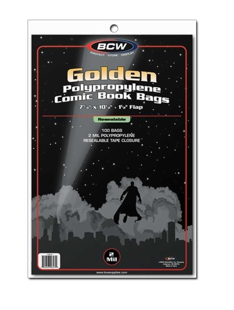 BCW BCW Resealable Golden Comic Book Bags (100 St.)