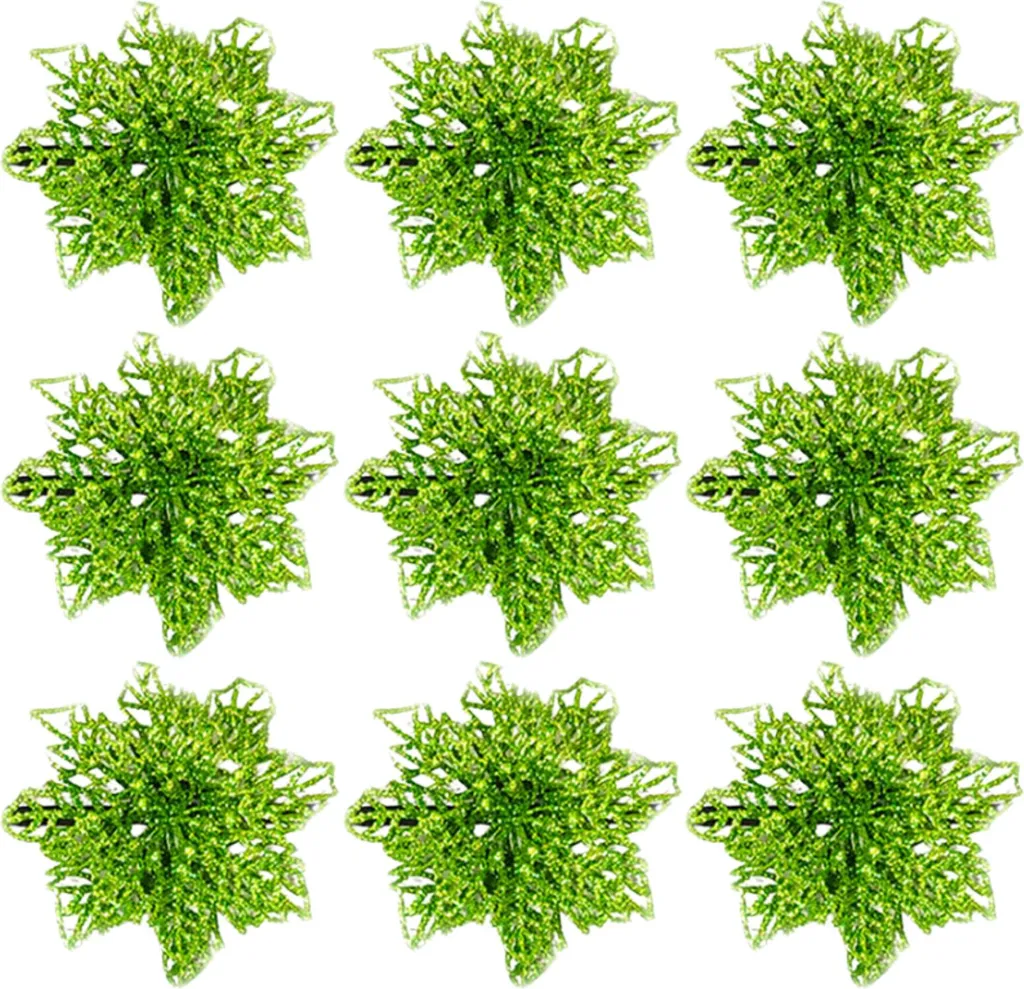 Fleur verte décorative 10 cm lot de 9 pour mariage et centres de table