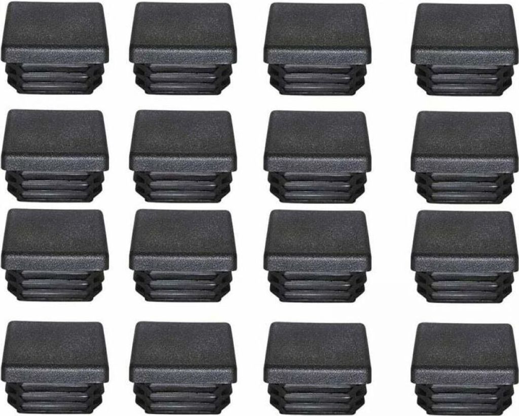 Kunststoffstopfen 40x40mm Vierkantrohr-Endkappe, schwarz, für Möbelfüße, Trampolin, 16 Stück