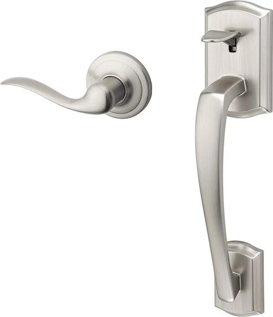 Poignée de porte nickel satiné avec levier réversible non verrouillable