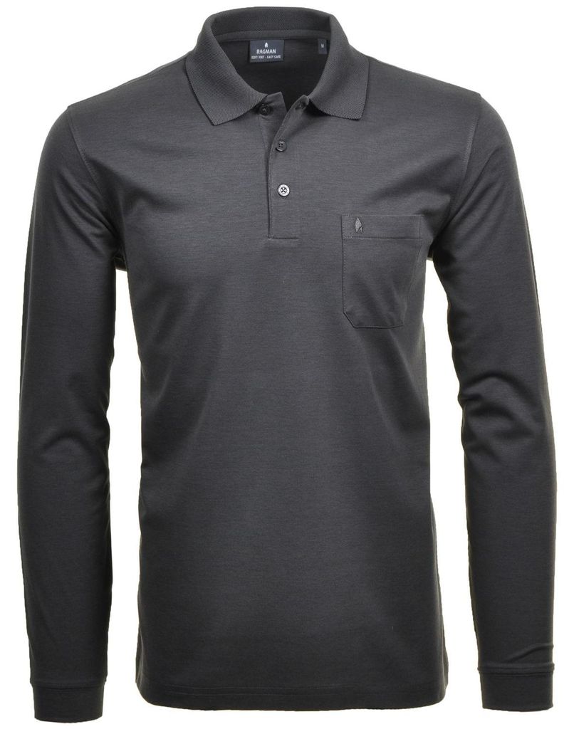 Ragman H-Polo 1/1 Arm Polo LA uni Soft-Knit in grau