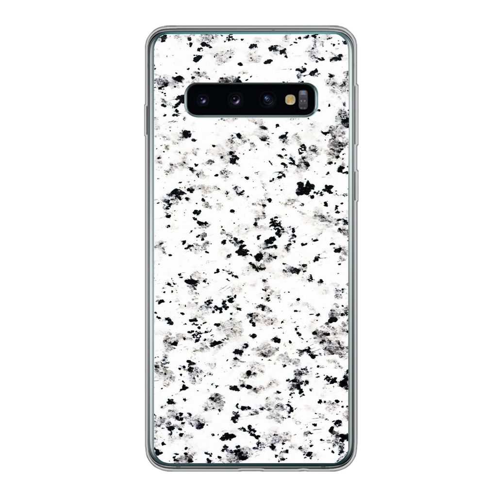 MuchoWow Handyhülle Schutzhülle Hülle für Samsung Galaxy S10 Marmor - Punkte - Weiß Silikon Softcase Handy Hülle - Handytasche