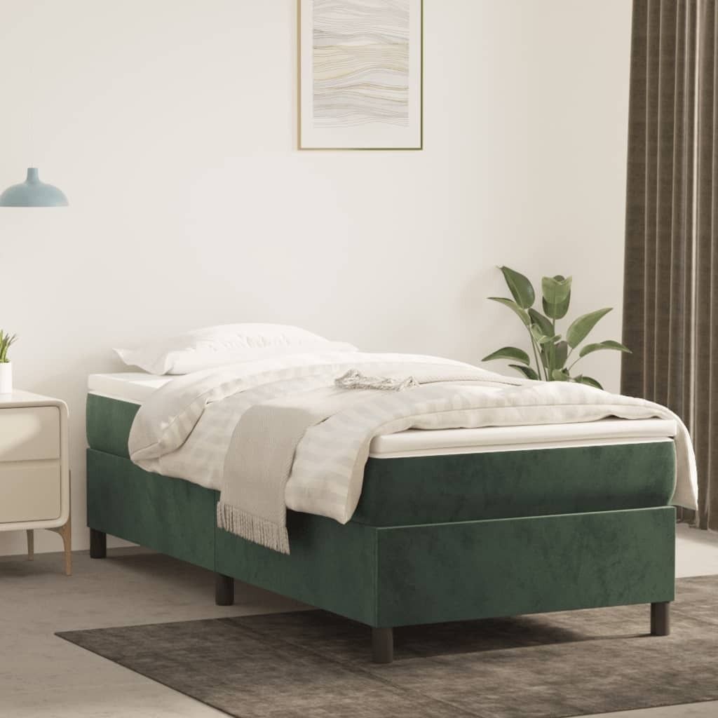 The Living Store Boxspringbett Dunkelgrün 90x190 cm Samt