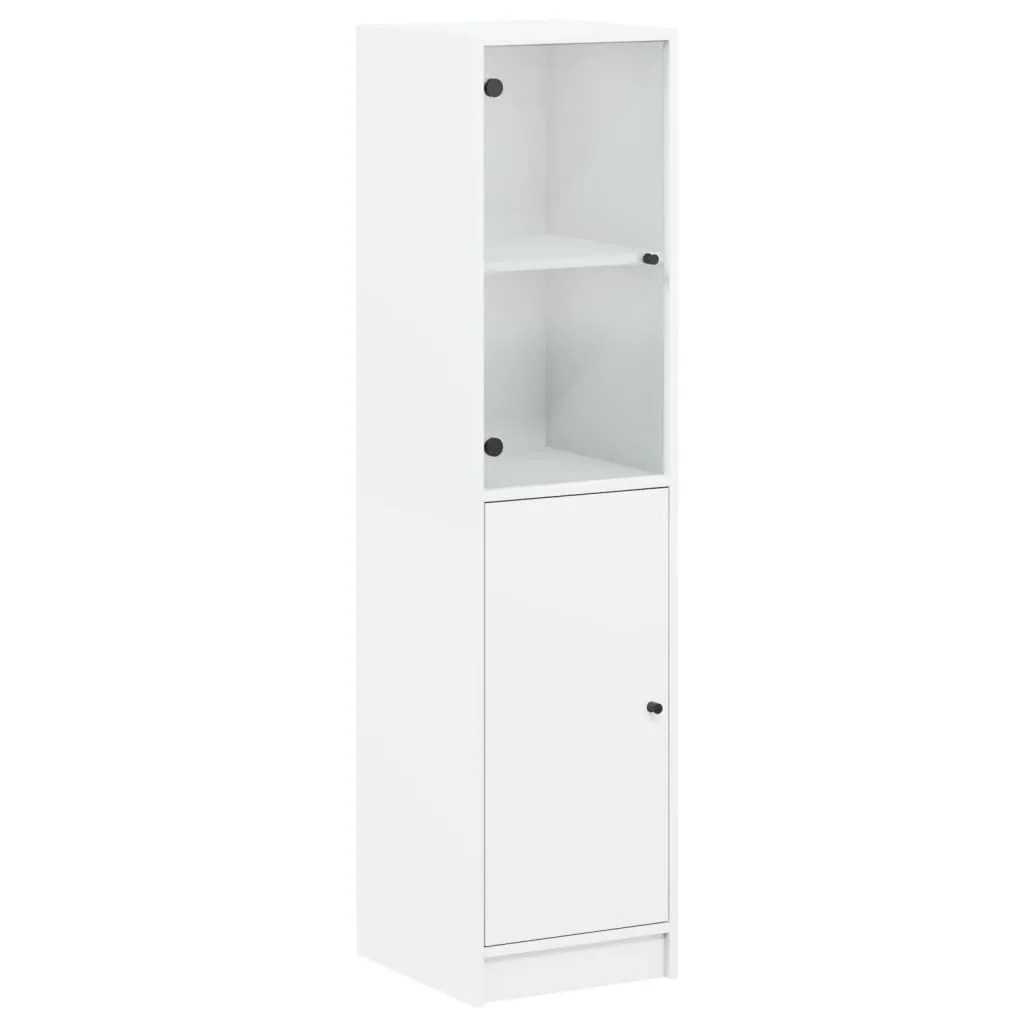 SYFAX™ Credenza Alta in Legno Bianco e Vetro 35x37x142 cm Mobile Kit