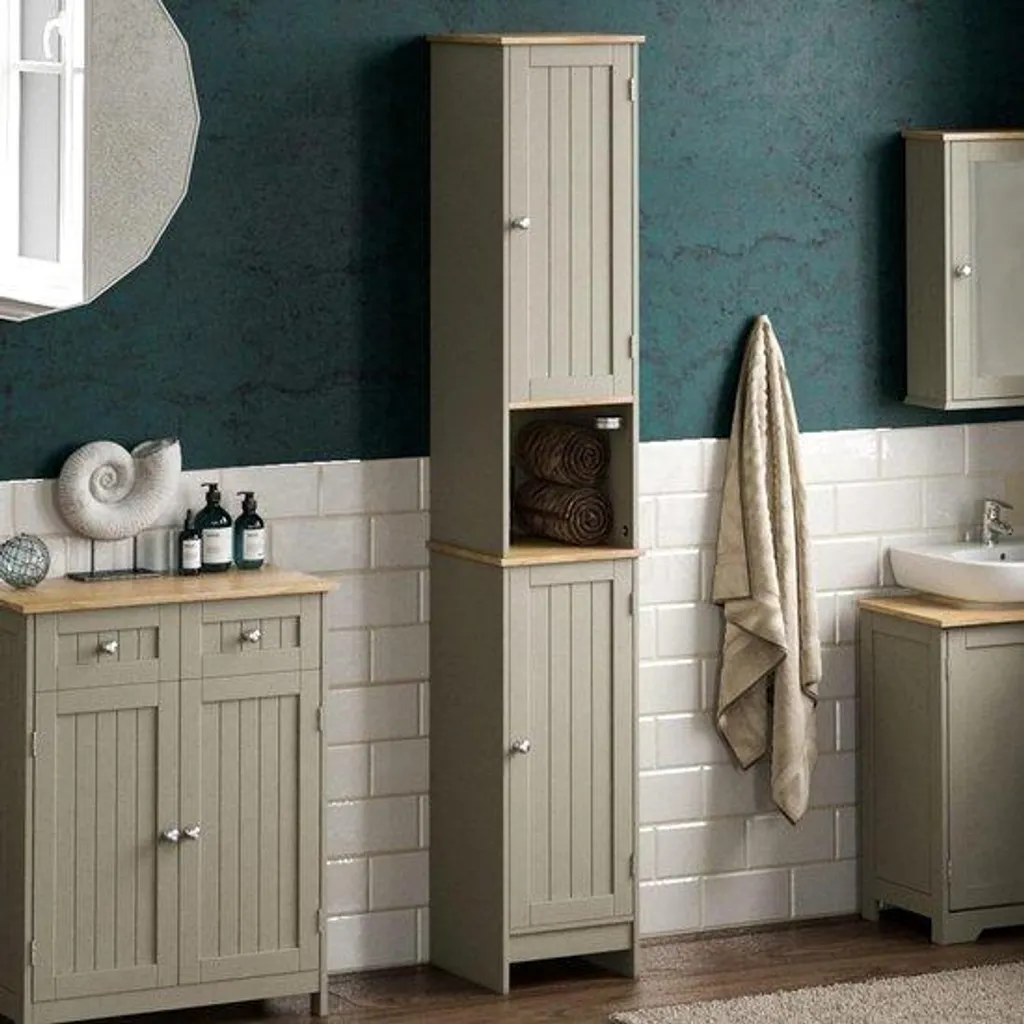 Meuble de salle de bain en chêne gris - Rangement moderne 80cm avec vasque