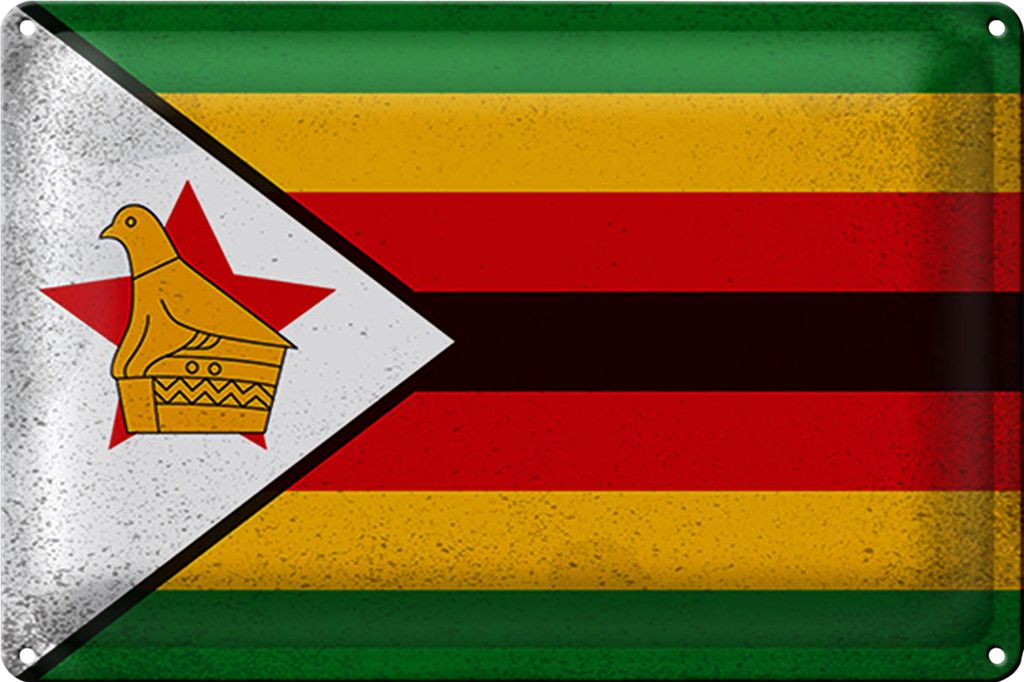 Blechschild Flagge Simbabwe 30x20cm Flag Zimbabwe Vintage