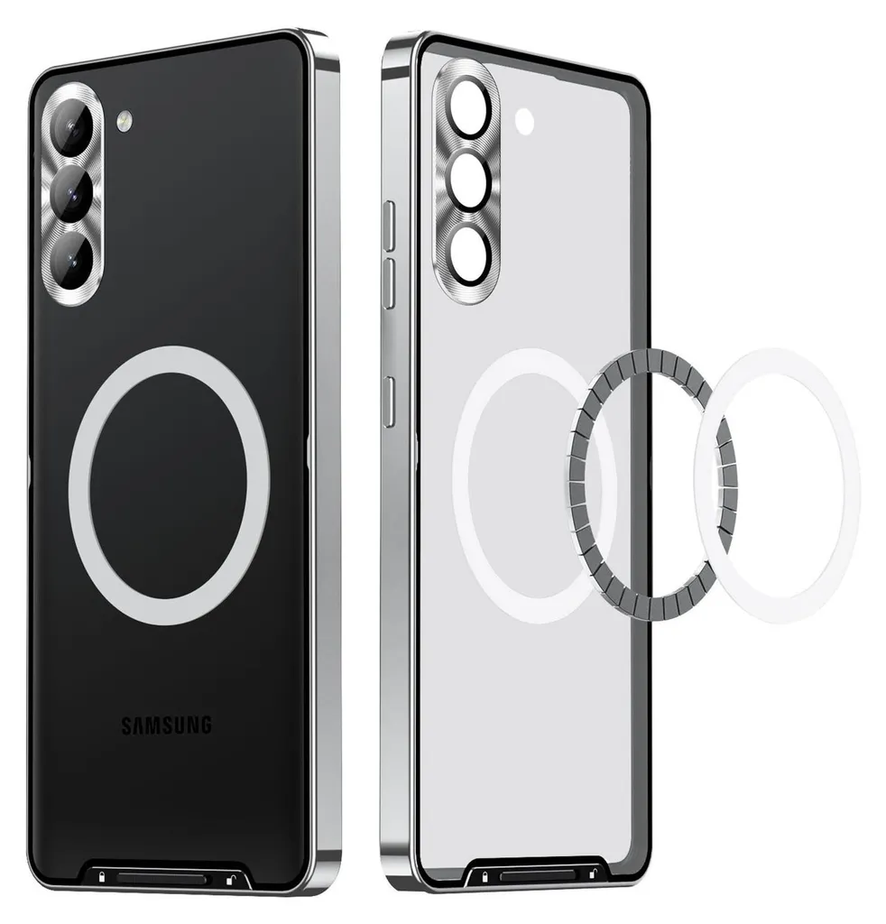 Cover MagSafe Samsung S25 5G Metallo Argento Antiurto
