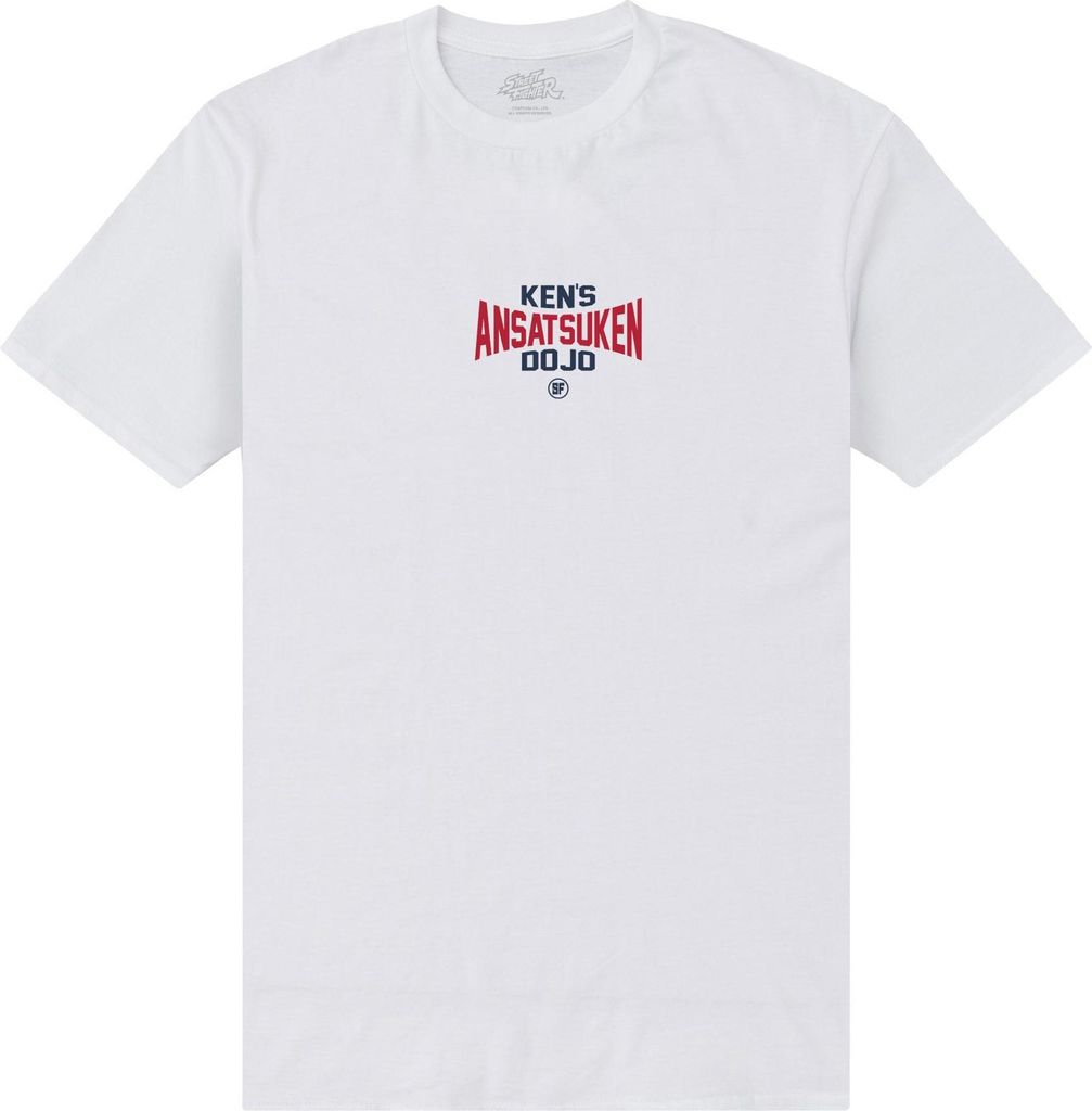 Street Fighter - "Ken ́s Dojo" T-Shirt für Herren/Damen Uni PN447 (M) (Weiß)