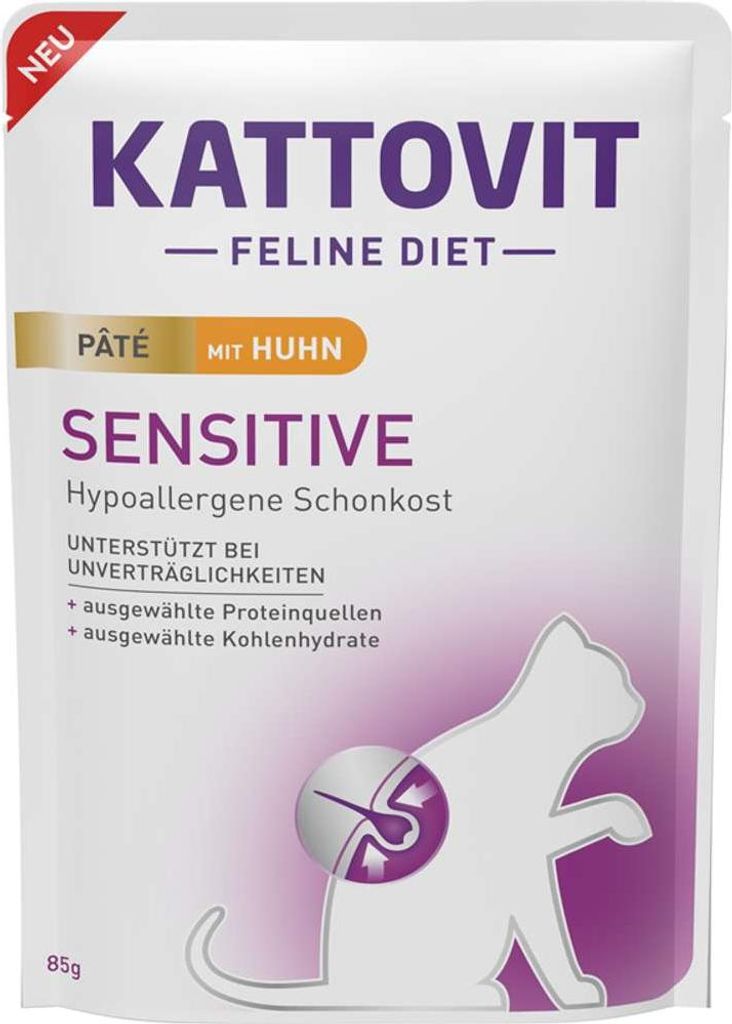 Kattovit - Feline Diet Pouch Sensitive Paté 10x85g | Huhn