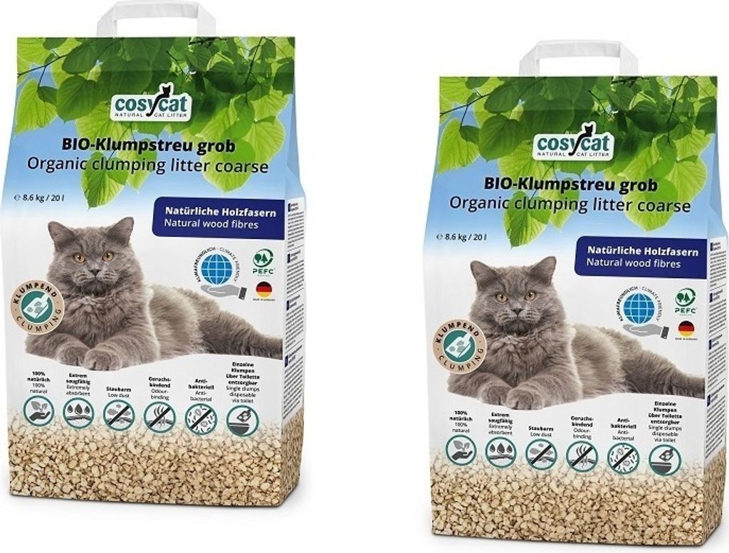 40L CosyCat -Klumpstreu GROB aus Holz 100% natürliches Produktbild 