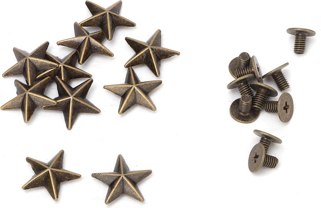 10 Stück Metall-Stern-Nieten-Spike-Schraube für Lederhandwerk, Taschen, Schuhe, DIY-Dekoration (14 mm Bronze)