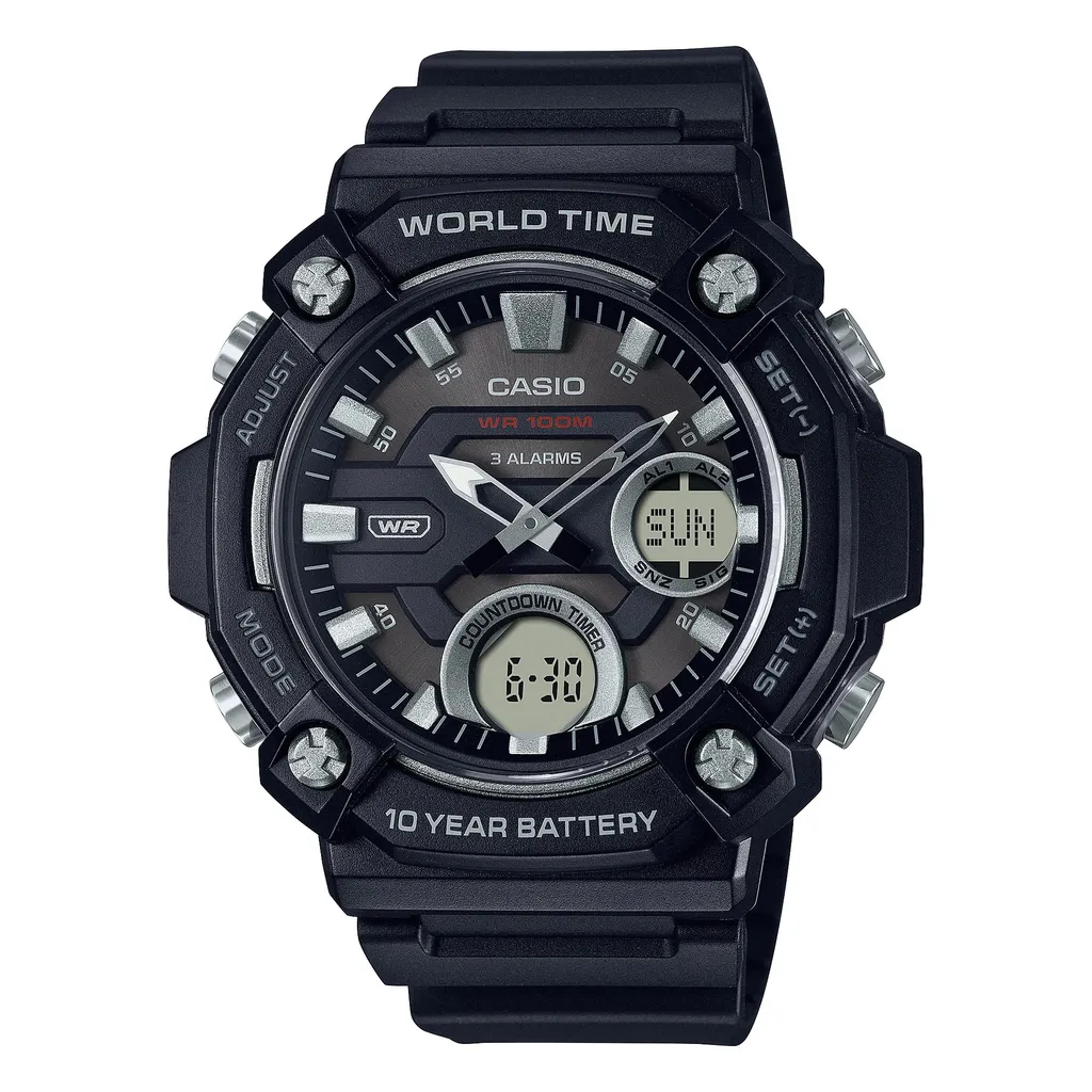 Montre de sport Casio Collection pour homme noire étanche et antichoc