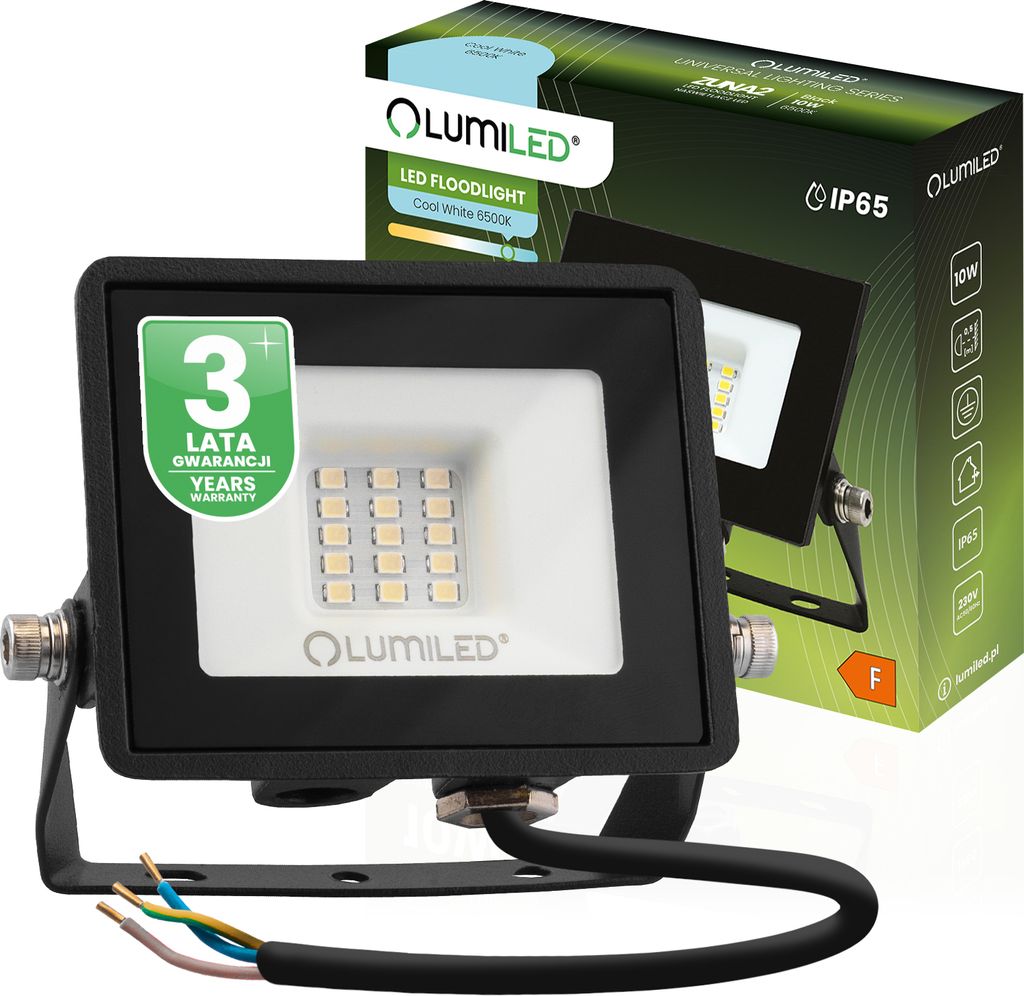Naświetlacz LED ZUNA2 10W 900lm 6500K IP65 Czarny LUMILED Zdjęcie produktu 