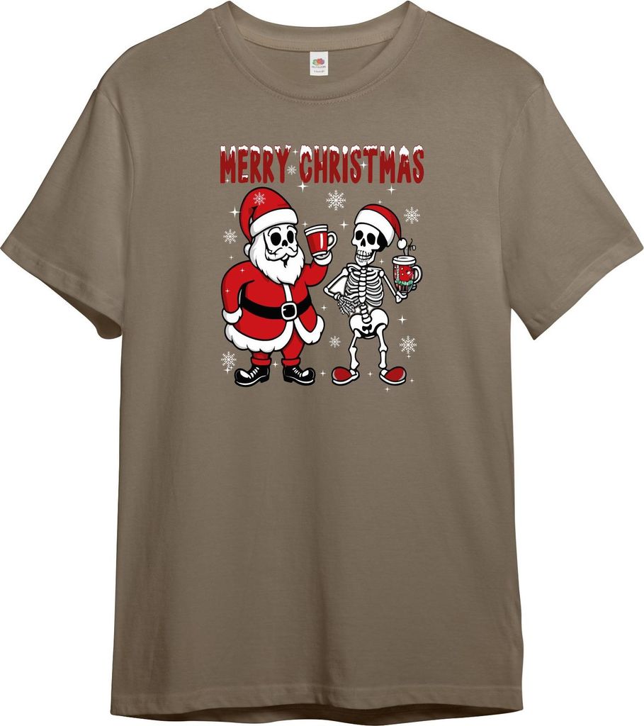 PAULGOS Herren T-Shirt "Skelett mit Weihnachtsmann" Produktbild 