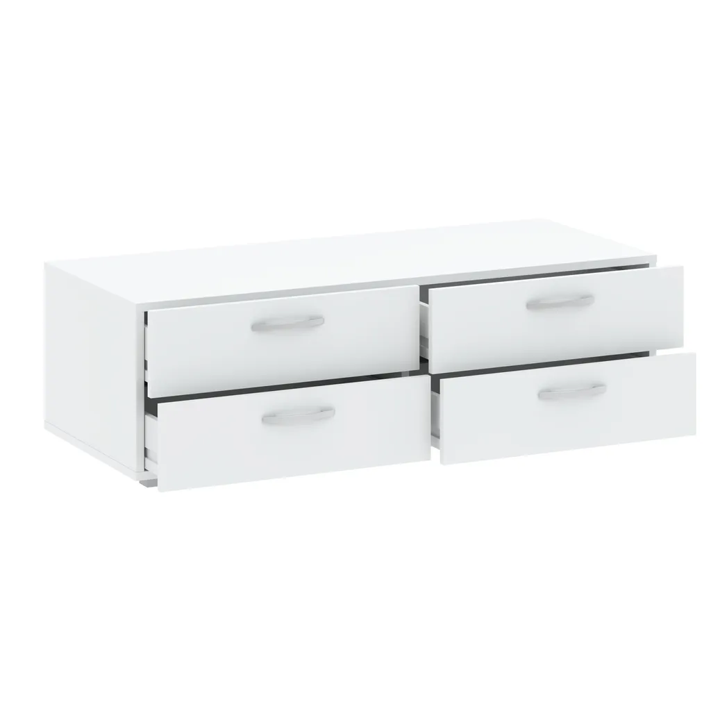 Commode blanche 4 tiroirs RICHMOND - Rangement robuste et design épuré - 2