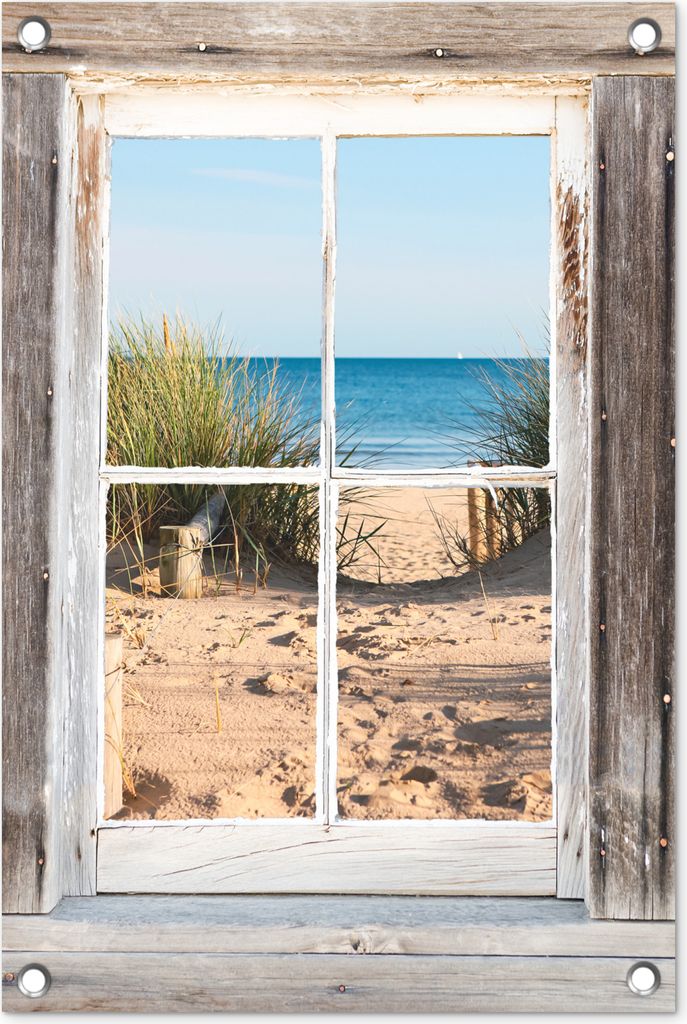 MuchoWow 40x60 cm Outdoor-Poster Gartendeko Sichtschutz Garten Poster für den Garten Aussicht - Strand - Meer