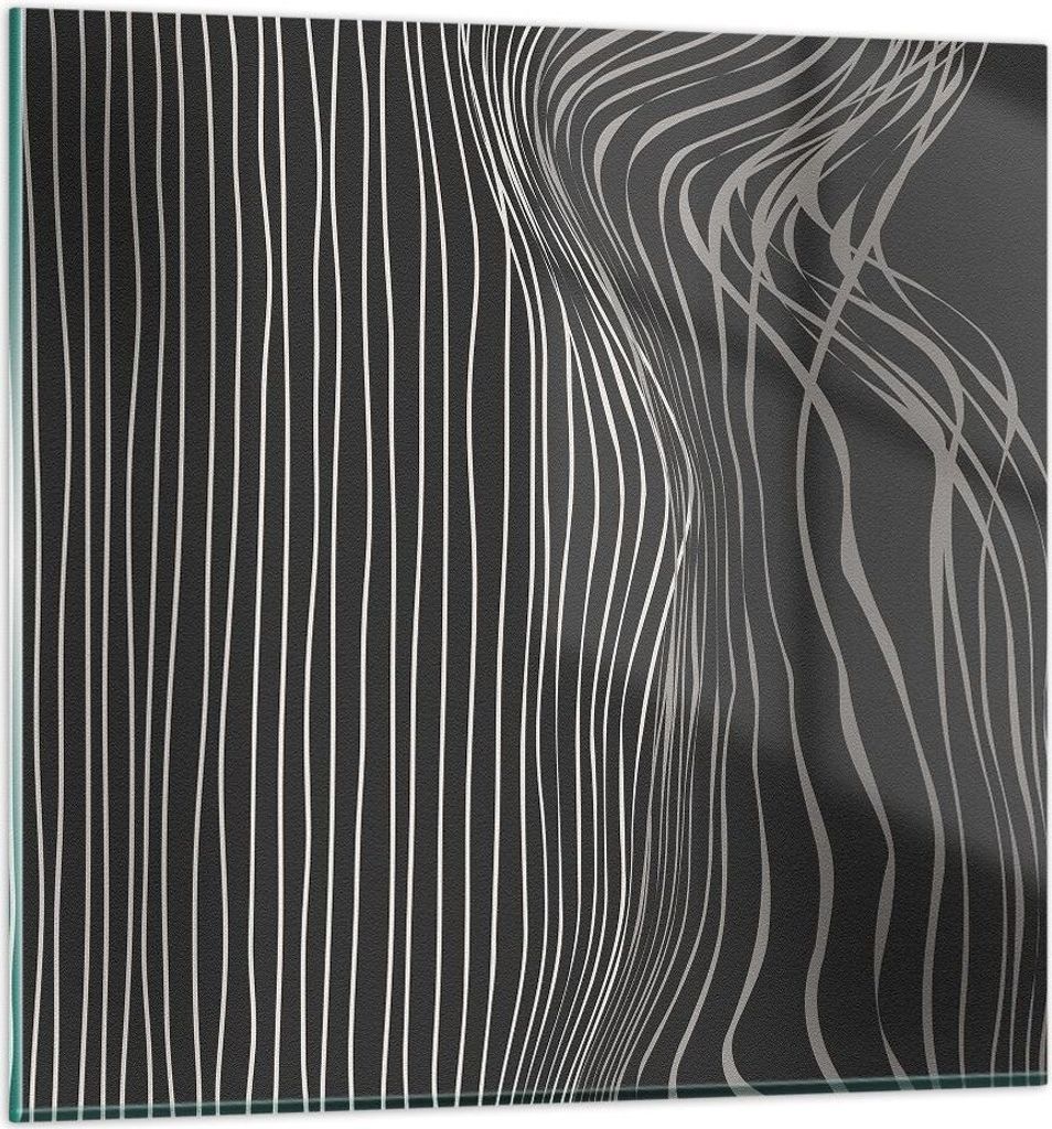 Bilder auf glas - Einteilig - Abstraktion Streifen Schwarz und Weiß - 50x50cm - Glasbilder - Wandbilder - Bilder - Wanddekoration aus Glas - Glas ...