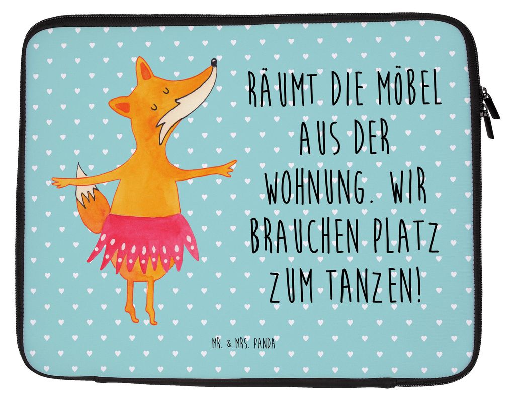 Mr. & Mrs. Panda Laptop Tasche Fuchs Ballerina 20 x 28 cm - Türkis Pastell - Geschenk, Hülle, Ballett, Yeah, Geburtstag, Laptoptasche, Schutzhül...