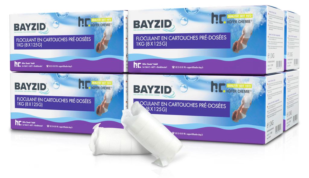 8x1 kg BAYZID Flockkartusche für Pools filtert Verunreinigungen raus