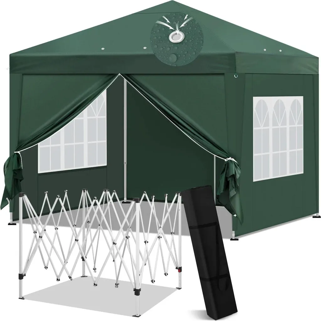 Tente de réception 3x3m pliable pour réception jardin et fête bleu