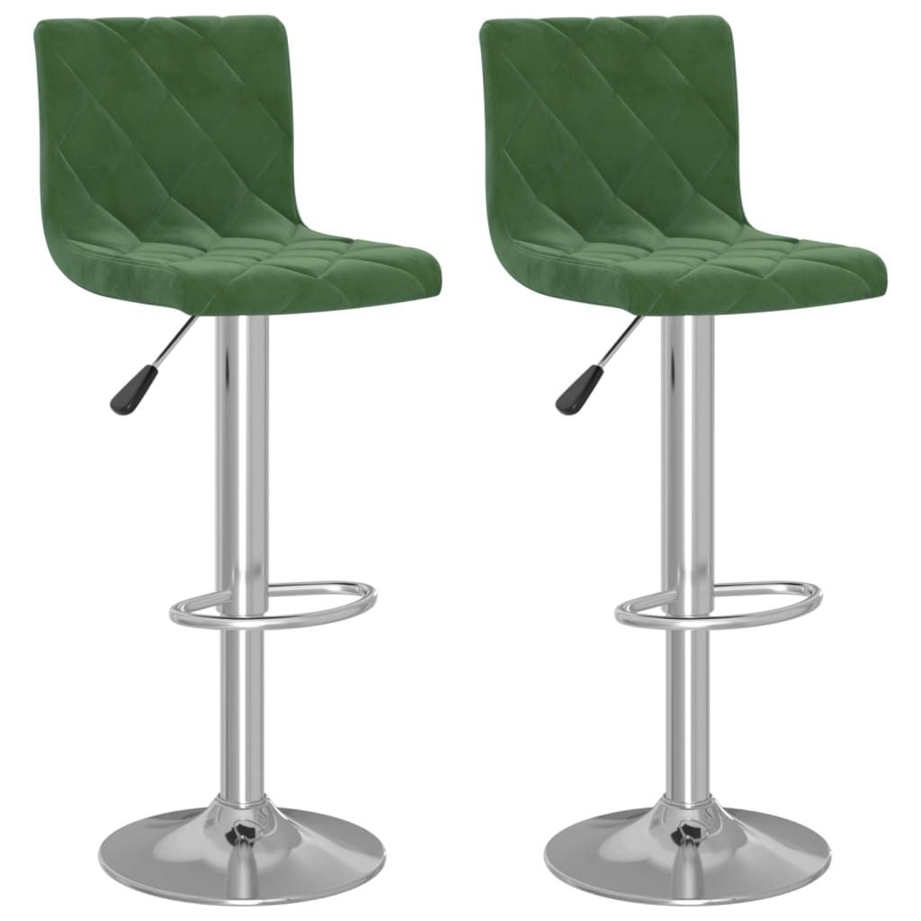"WINTER SALE"Barhocker 2er Set - Küchenstühle elegantes Design - Dunkelgrün Samt - 40x43x(90-111)cm - Barhocker NeuMöbel114411
