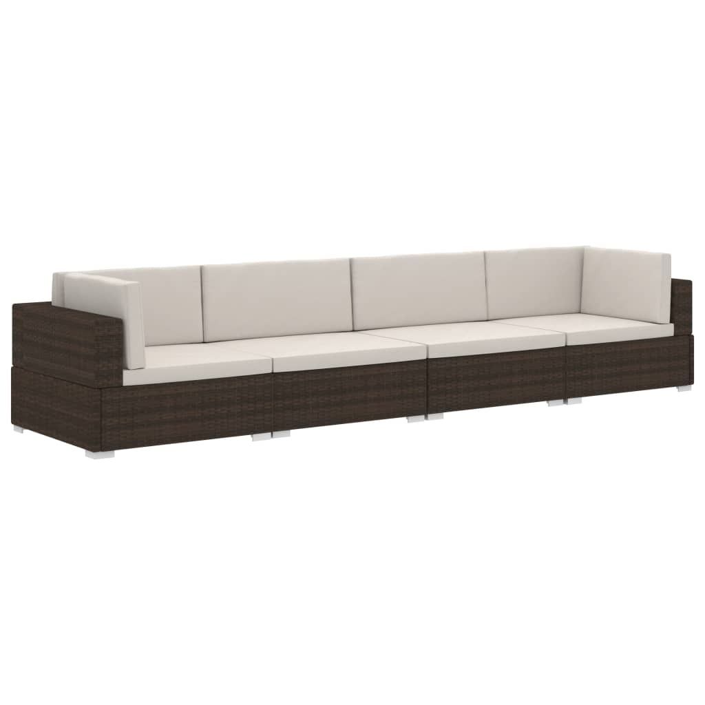 set di divani da giardino 4 pezzi con cuscini in poly Immagine del prodotto 