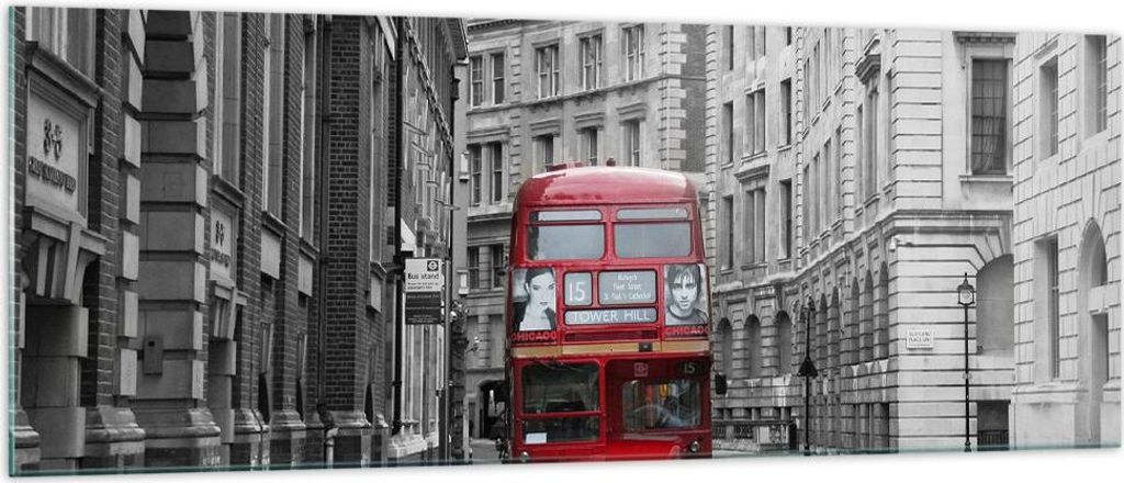 Bilder auf glas - Bus england urlaub london - 140x50cm - Glasbilder - Wandbilder - Kunstdruck - zum Aufhängen bereit - Wanddekoration aus Glas - G...