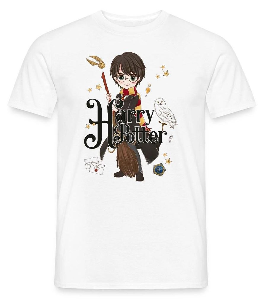 Spreadshirt Harry Potter Elemente Männer T-Shirt, 3XL, Weiß