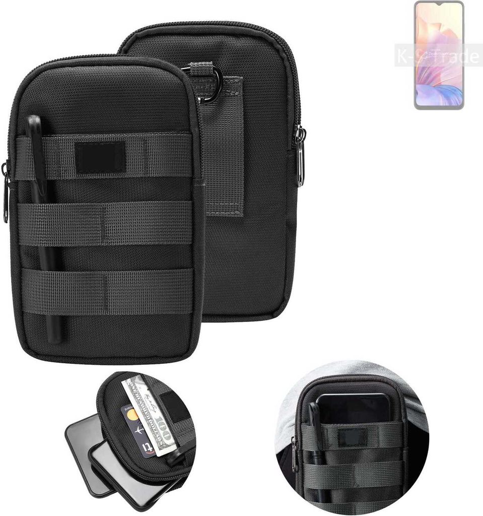 K-S-Trade Holster Gürtel Tasche kompatibel mit Blackview Oscal C80 Handy Tasche Schutz Hülle dunkel-grau viele Fächer, 1x