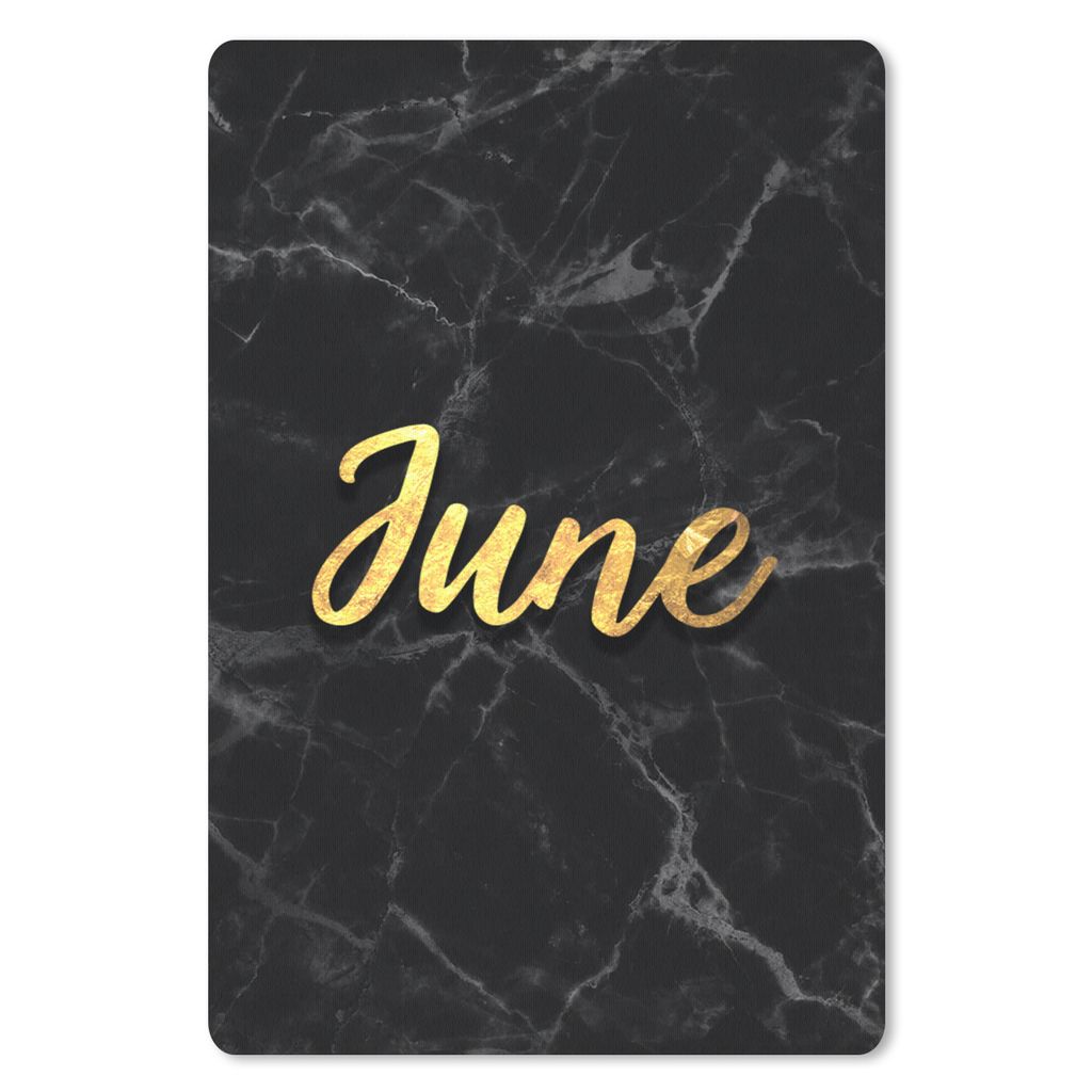 MuchoWow Mauspad Mousepad Kalender - Juni - Gold - Marmor 40x60 cm - Mousepads - Maus Mat - Pad - Mausunterlage - Schreibtisch Accesoire
