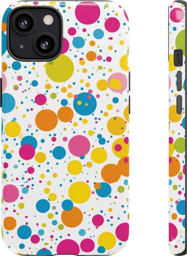 Bunte Punkte auf Weiß – Hülle Kompatibel mit iPhone 13