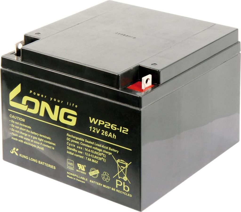 Bleiakku KUNG LONG ''WP26-12'' 12V/26Ah, VdS, 166x175x125mm, 9,53kg