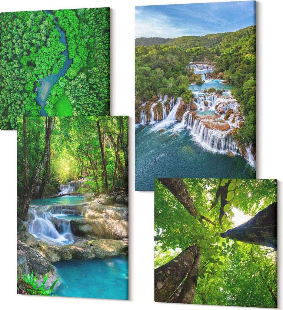 Wandbilder Leinwand 4-teilig – – Polycanvas Kunstdruck – Moderne Bilder für Wohnzimmer & Schlafzimmer – Aufhängefertig – 2x 40x40 cm +...
