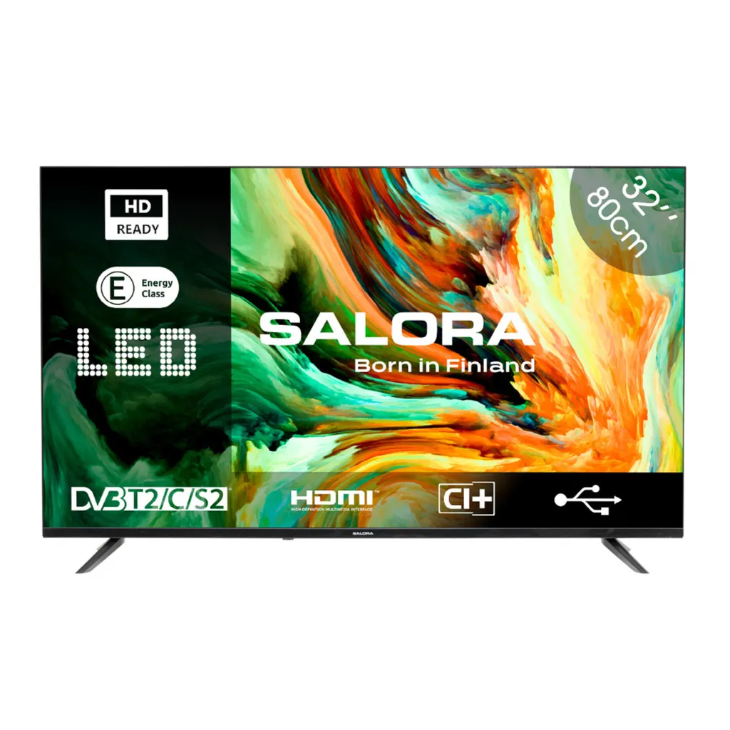 TV LED 32 pouces HD Salora sans Smart-TV utilisation simple Noir 81cm