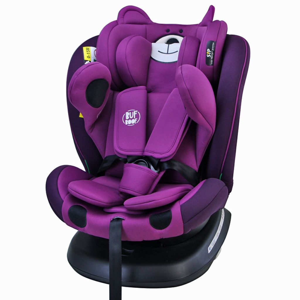 TWT I-SIZE Plus DELUXE PurpleBear Kindersitz mit 360 Grad drehbarem Isofix-System-BUF BOOF 0, 36 kg