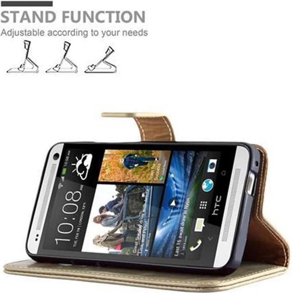 Cadorabo cover per HTC ONE M7 cover protettiva in marrone cellulare cover libro case case case lusso - 4