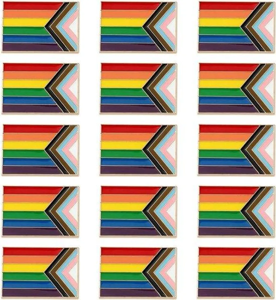 Pin's émail drapeau du progrès LGBT arc-en-ciel pour revers de veste