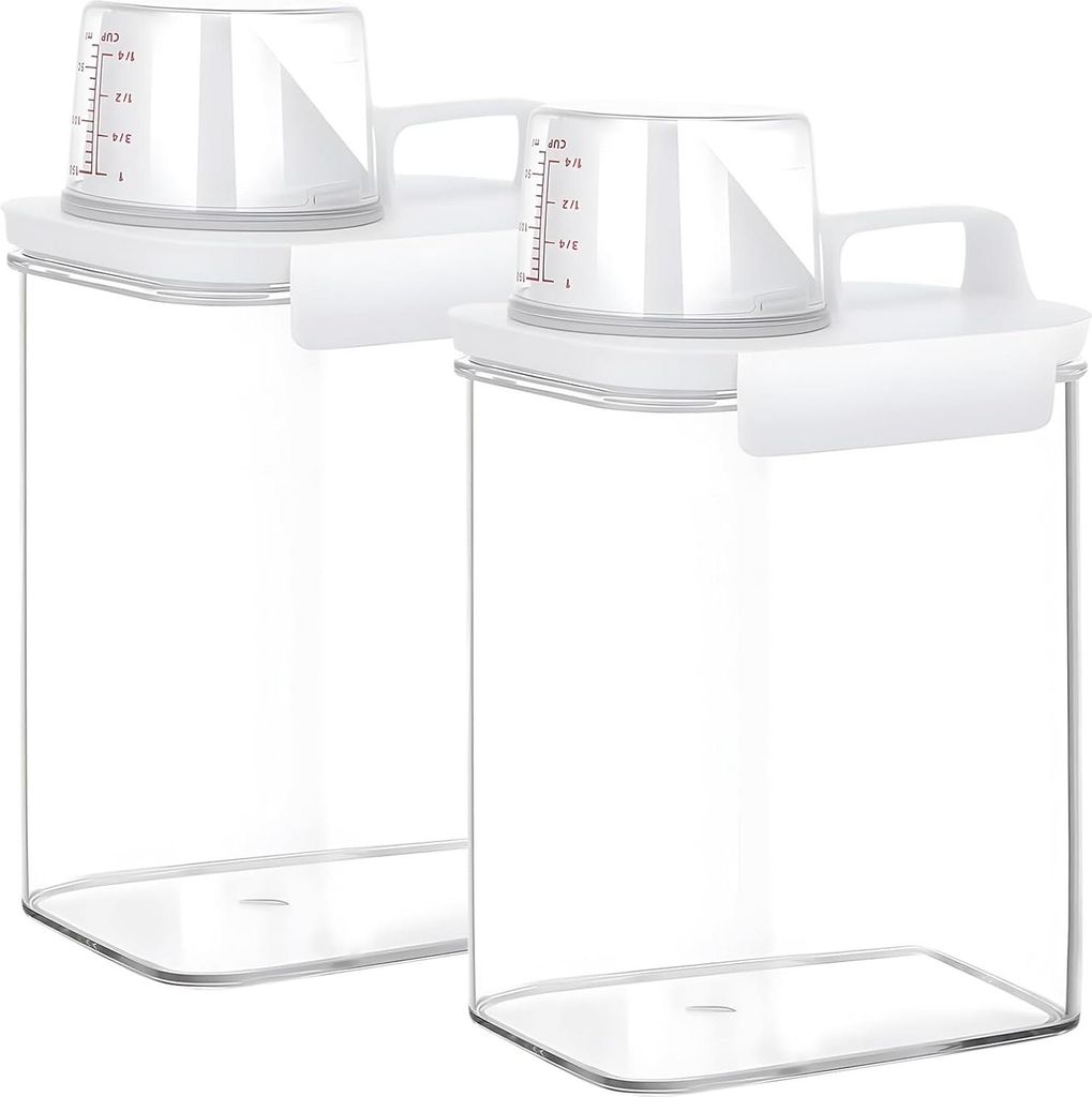 2 Stš¹ck Luftdichter Waschmittelspender,1800ML Waschmittel Aufbewahrungsbox mit Messbecher,Mehrzweck Waschmittelbox,Waschpulver Aufbewahrungsbox,...