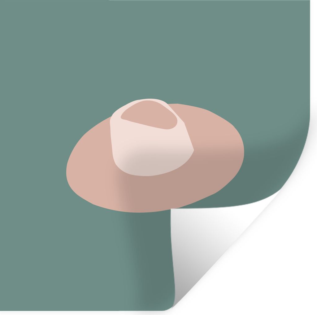 MuchoWow Wandtattoo Wandsticker Wandaufkleber Sommer - Hut - Grün 50x50 cm Selbstklebend und Repositionierbar - Selbstklebend - Fototapeten