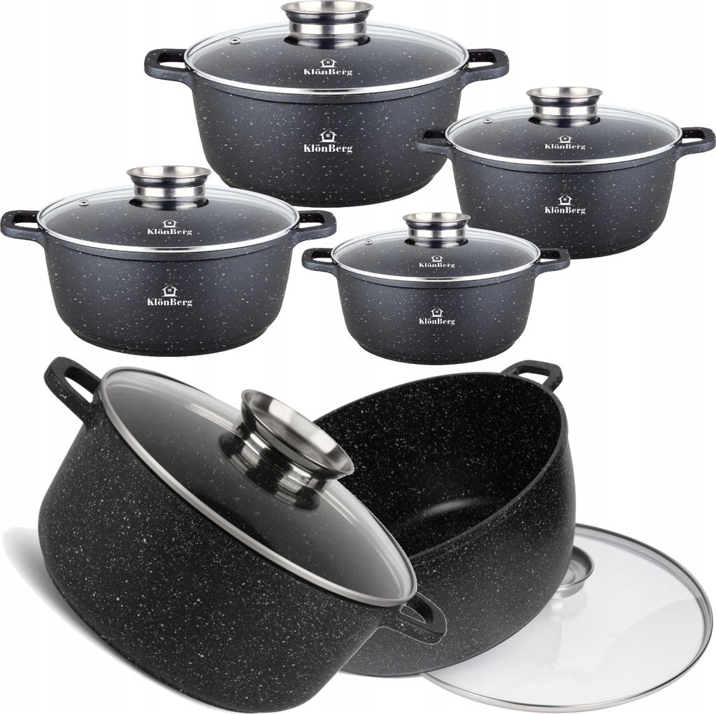 8-teiliges schwarzes Bratpfannenset mit Deckel, Antihaftbeschichtung, Induktion 16/20/24/28cm, ideal für Geschenke